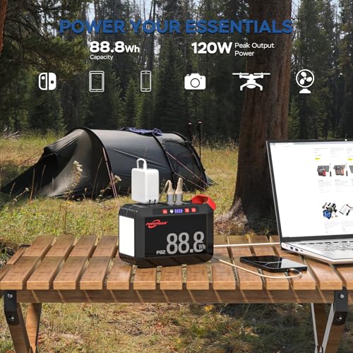 POWSTREAM   Generatore solare da 88,8 Wh, centrale elettrica portatile con pannello solare incluso, batteria agli ioni di litio con presa USB CA per campeggio all'aperto, avventura, casa, : Amazon.it: Giardino e giardinaggio
