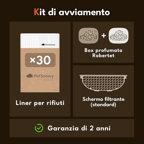 PetSnowy Snow  Lettiera Gatto Autopulente con Stop all'odore di TiO2 alla fonte/Controllo tramite APP/7 livelli di protezione/Rilevamento multiplo di gatti, Max Capacità 83L per gatti 1,5 9 kg : Amazon.it: Prodotti per animali domestici