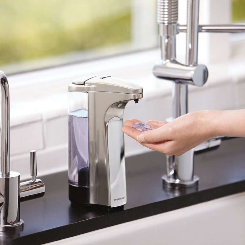 simplehuman SENSOR Bezdotykowy Automatyczny Dozownik z Czujnikiem do Mydła, Żelu Antybakteryjnego, Płynu - Srebrny