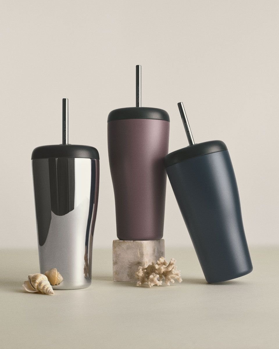 Georg Jensen SKY Kubek Termiczny ze Słomką 400 ml / Granatowy