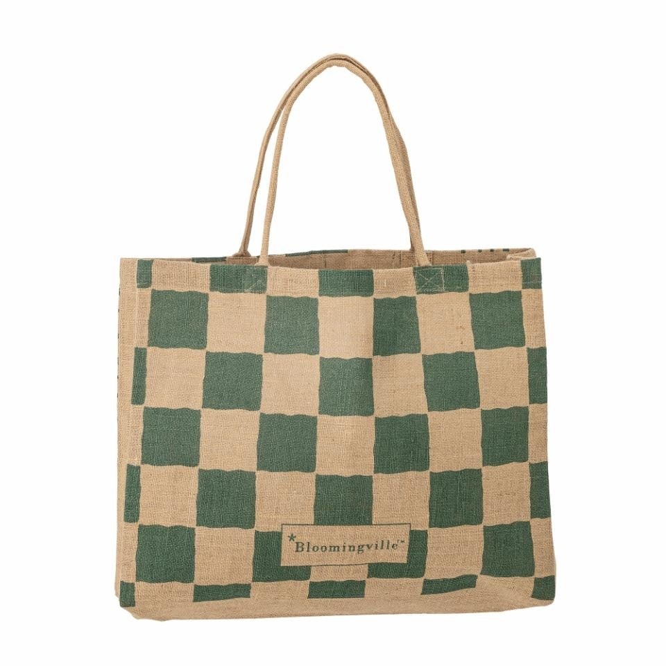 Bloomingville BERGAMO Torba na Zakupy z Naturalnej Juty / Zielona