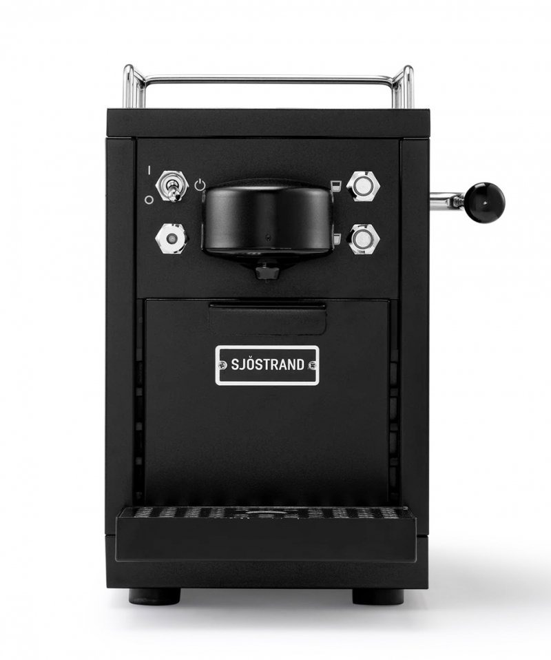 Sjöstrand THE ORIGINAL Ekspres ze Stali Polerowanej do Kawy w Kapsułkach / Czarny (Kompatybilny z Nespresso)