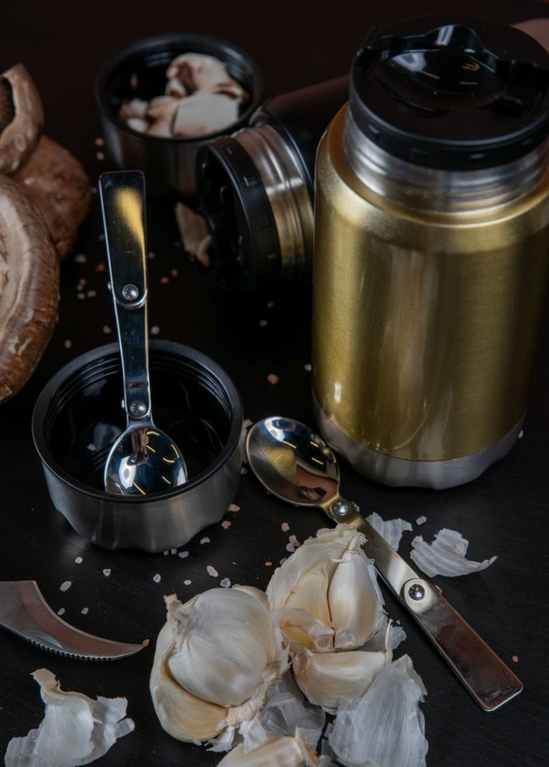 Sagaform TO GO Termos Obiadowy 600 ml ze Składaną Łyżką / Czarny