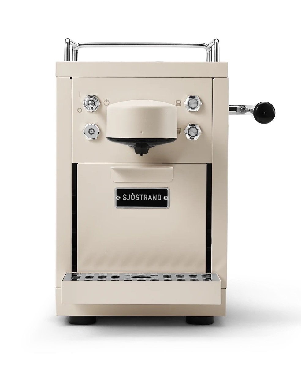 Sjöstrand THE ORIGINAL Ekspres ze Stali Polerowanej do Kawy w Kapsułkach / Beżowy (Kompatybilny z Nespresso)