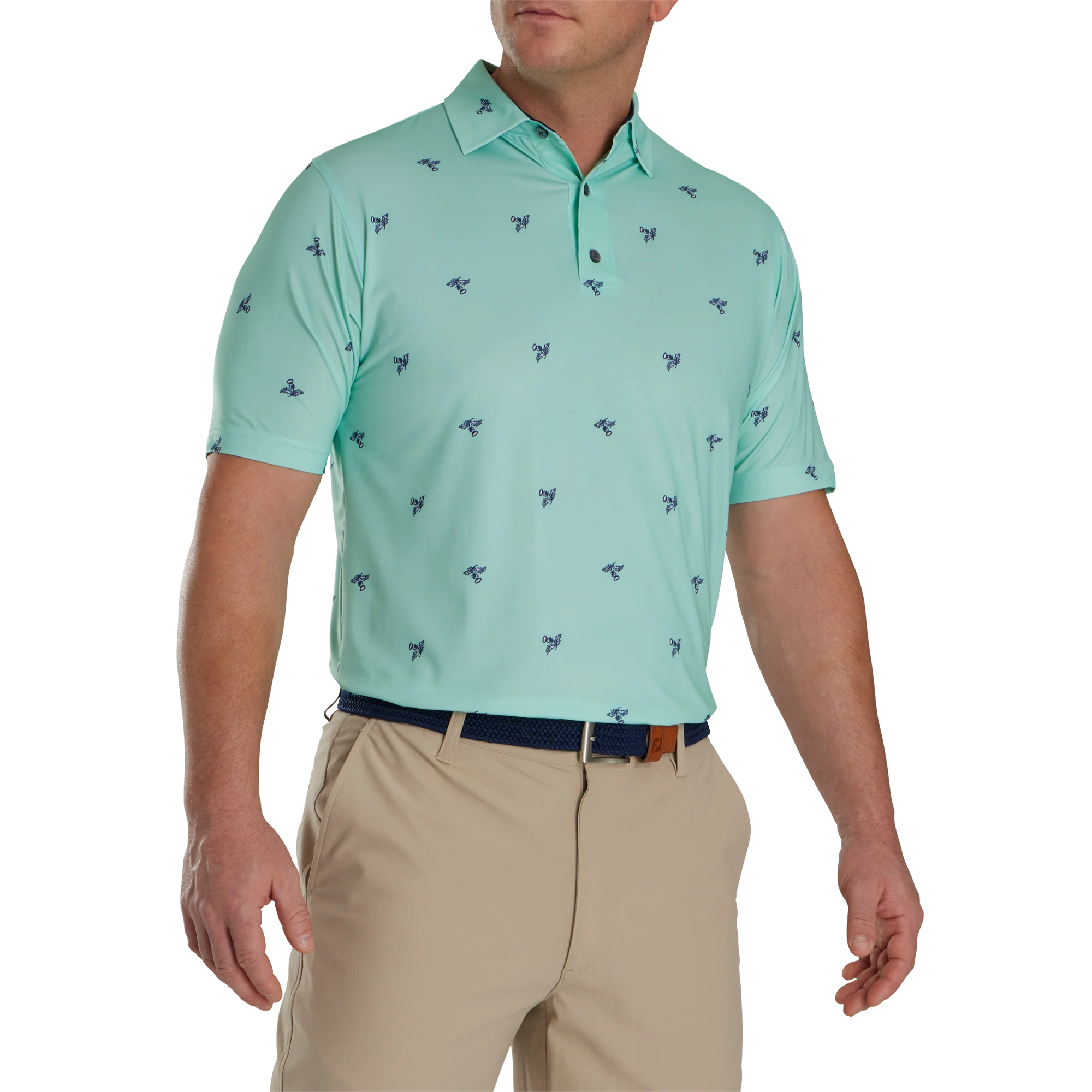 2024 FootJoy Thistle Print Lisle Men's Polo - Sea Glass