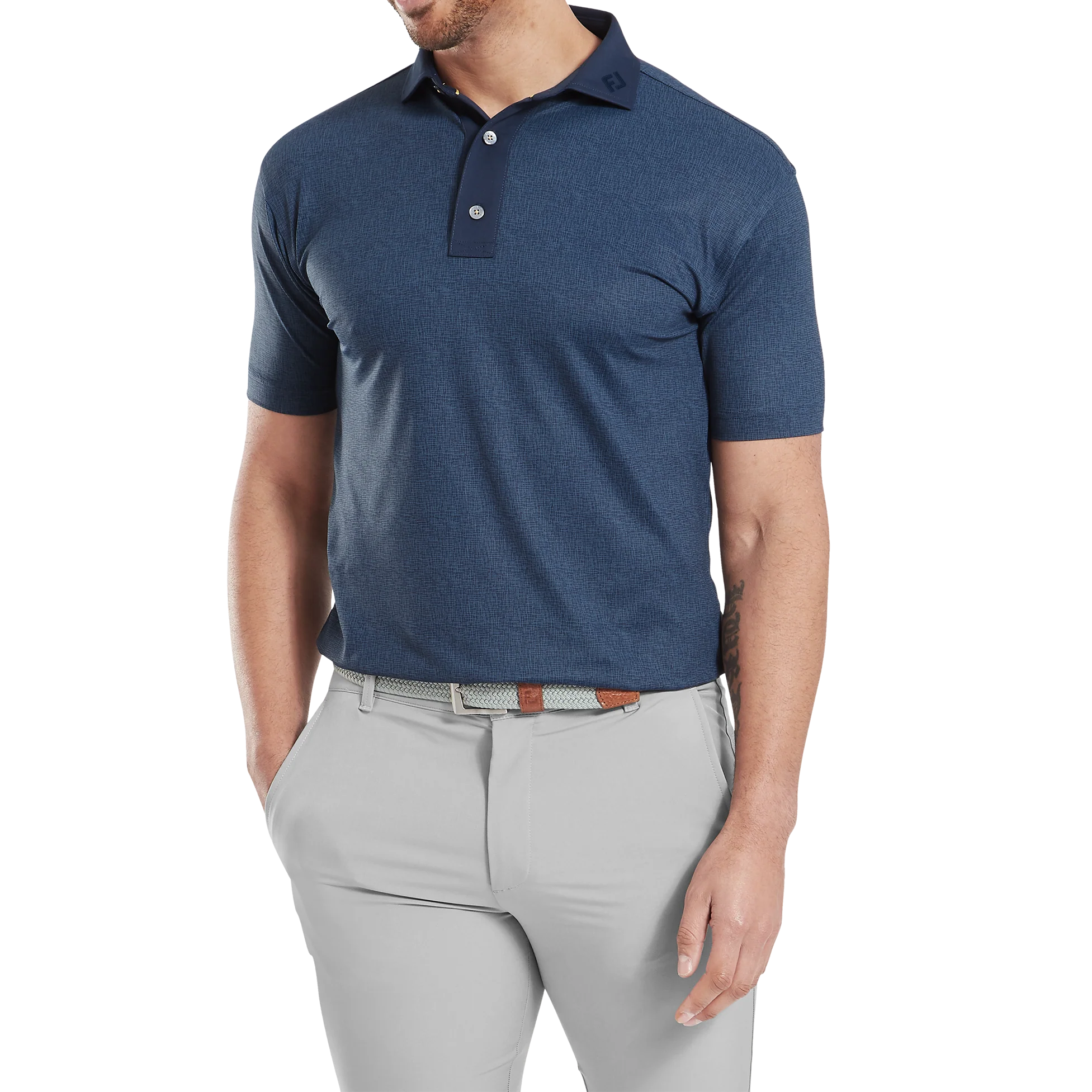 2025 FootJoy Men's Etched Texture Print Lisle Polo - Navy