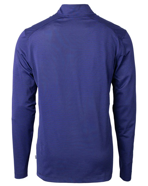 Cutter & Buck Virtue Eco Pique Micro Stripe Quarter Zip - Tour Blue/Black