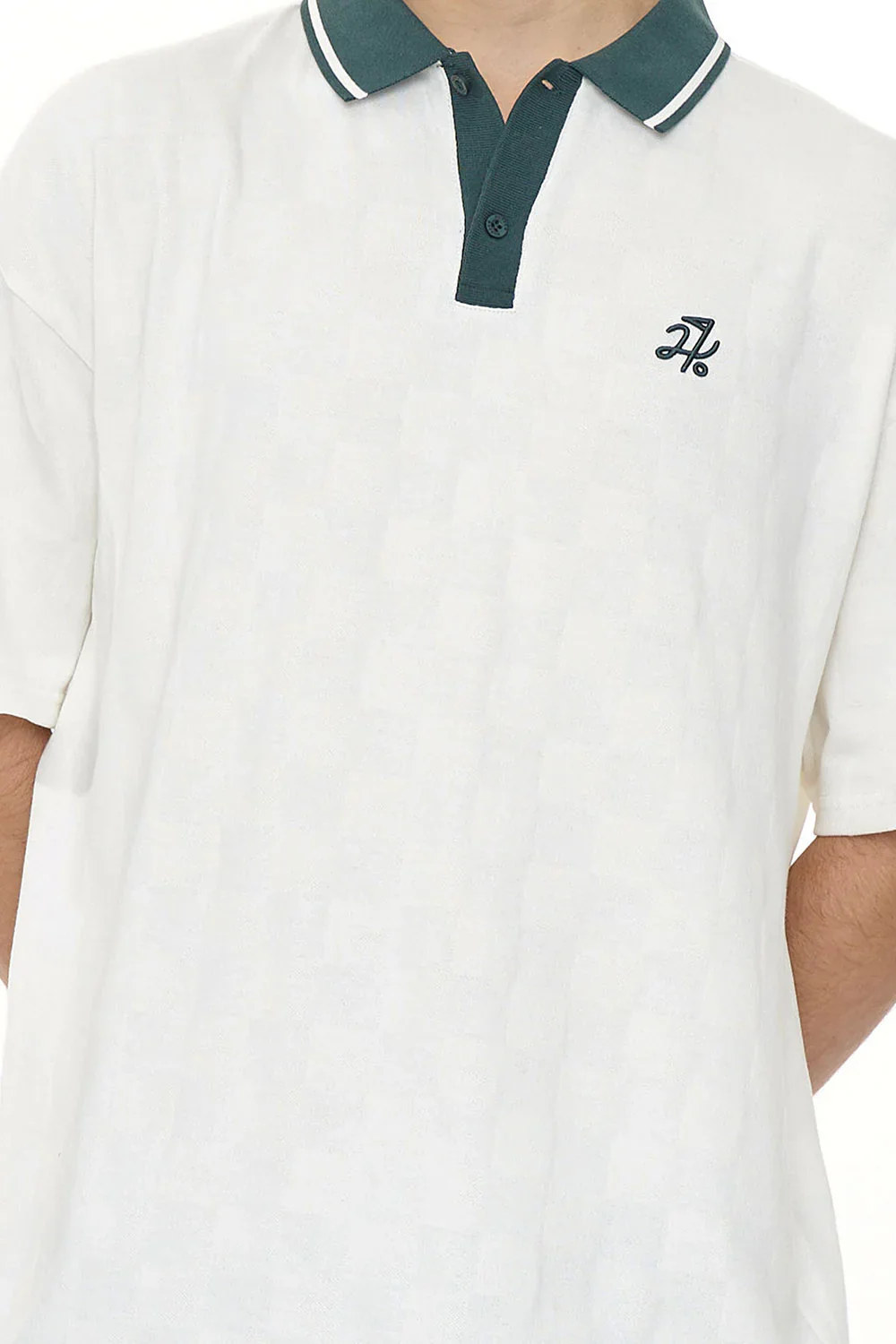 Huffer Men's Check Par Short Sleeve Polo - Chalk