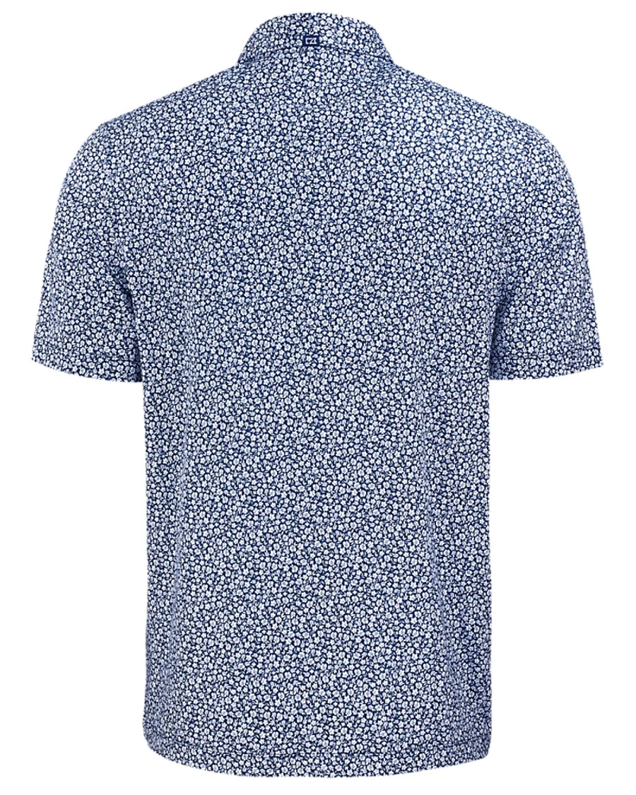 2025 Cutter & Buck Men's Pike Eco Flora Print Polo - Navy Blue