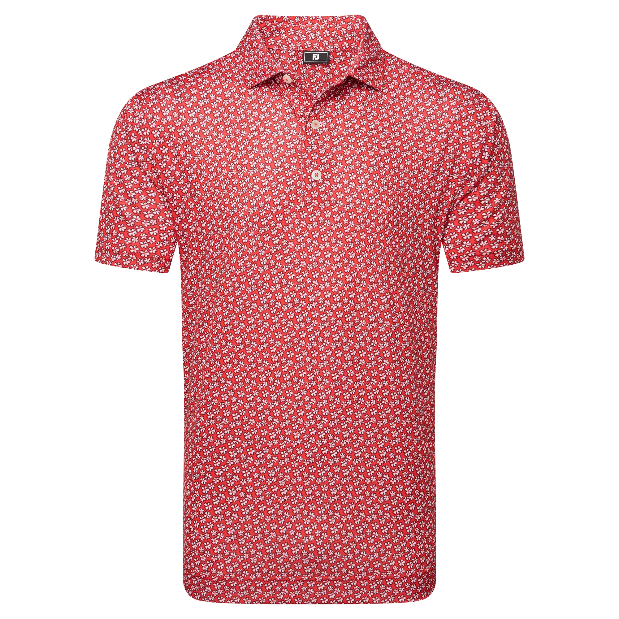 2025 FootJoy Men's Flower Stretch Lisle Polo - White/Hibiscus