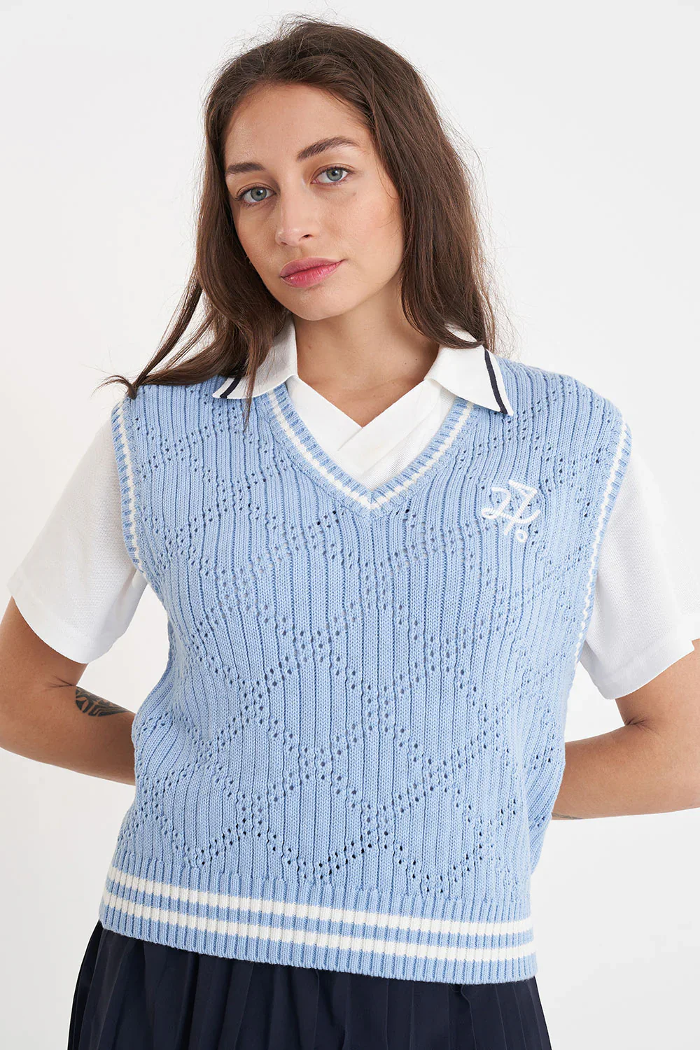 Huffer Women's Diamond Crop Vest - Club Blue