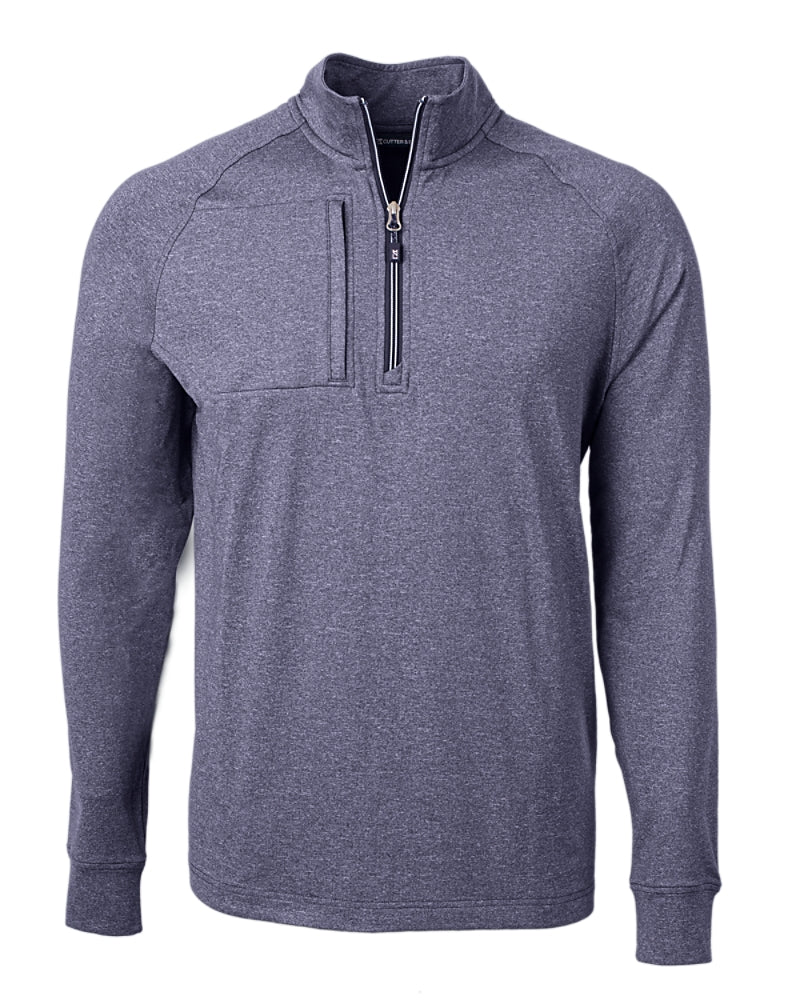 2025 Cutter & Buck Men's Adapt Eco Heather 1/2 Zip Pullover - Navy Blue Heath