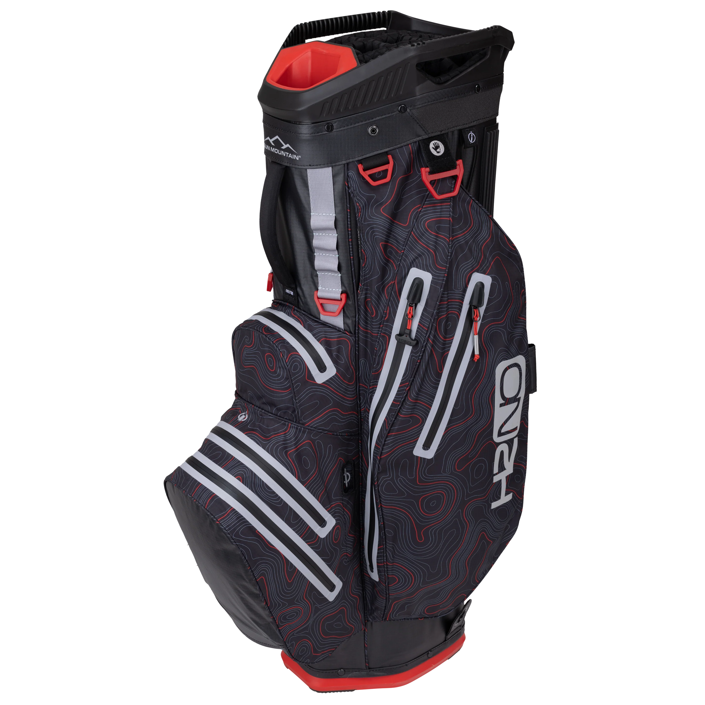 2024 Sun Mountain H2NO Lite Cart Bag -  Black / Red Topography