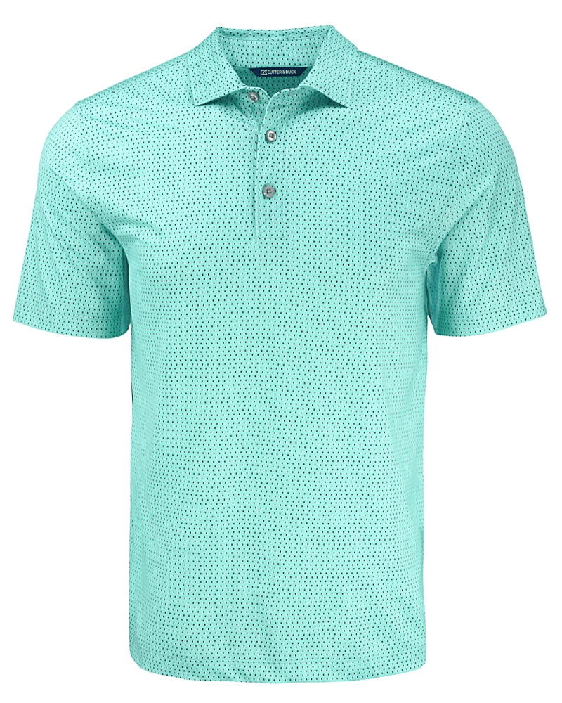 2025 Cutter & Buck Men's Pike Eco Shadow Check Print Polo - Fresh Mint