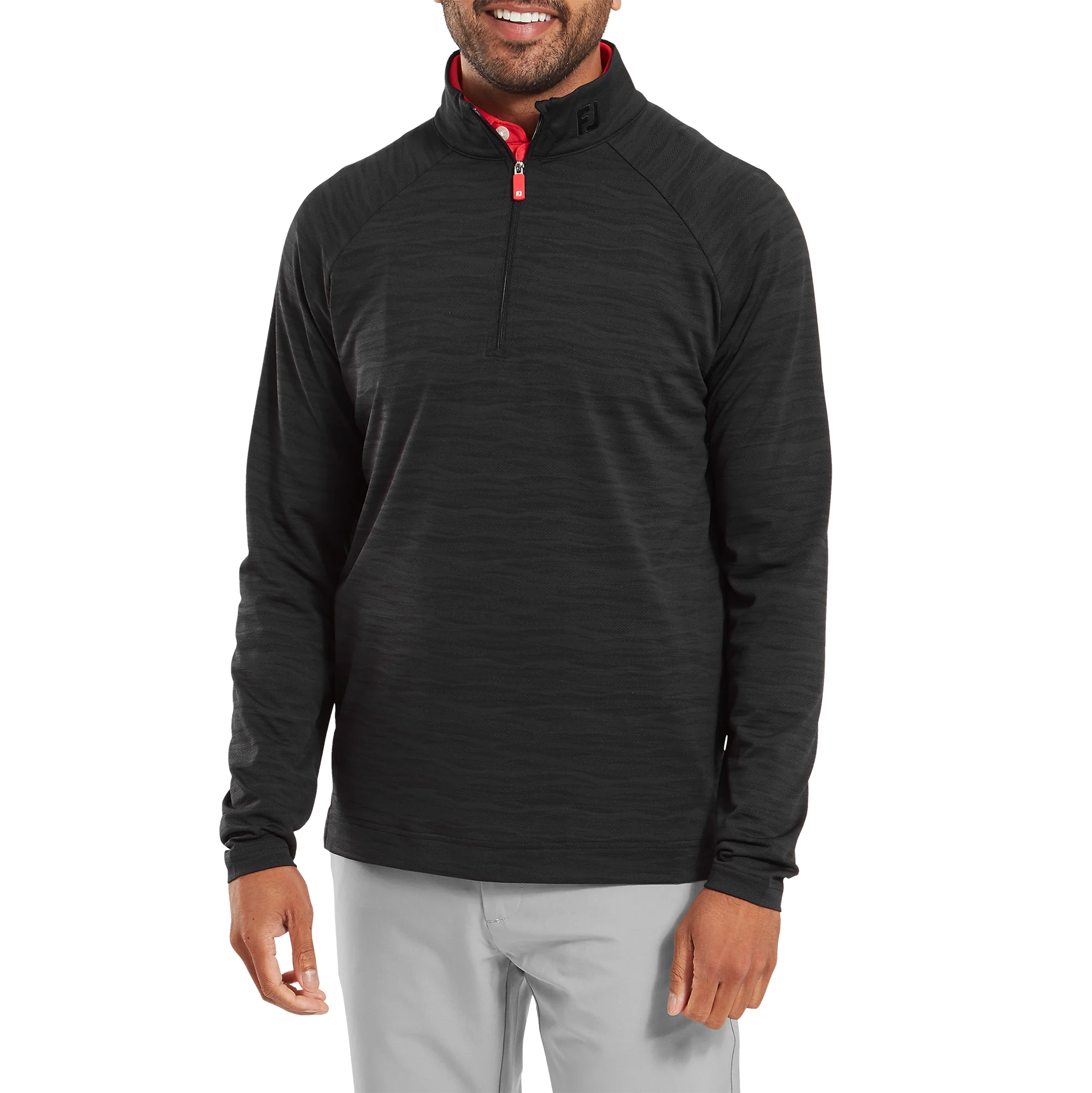2025 FootJoy Men's Wave Jacquard Chill-Out Pullover - Black