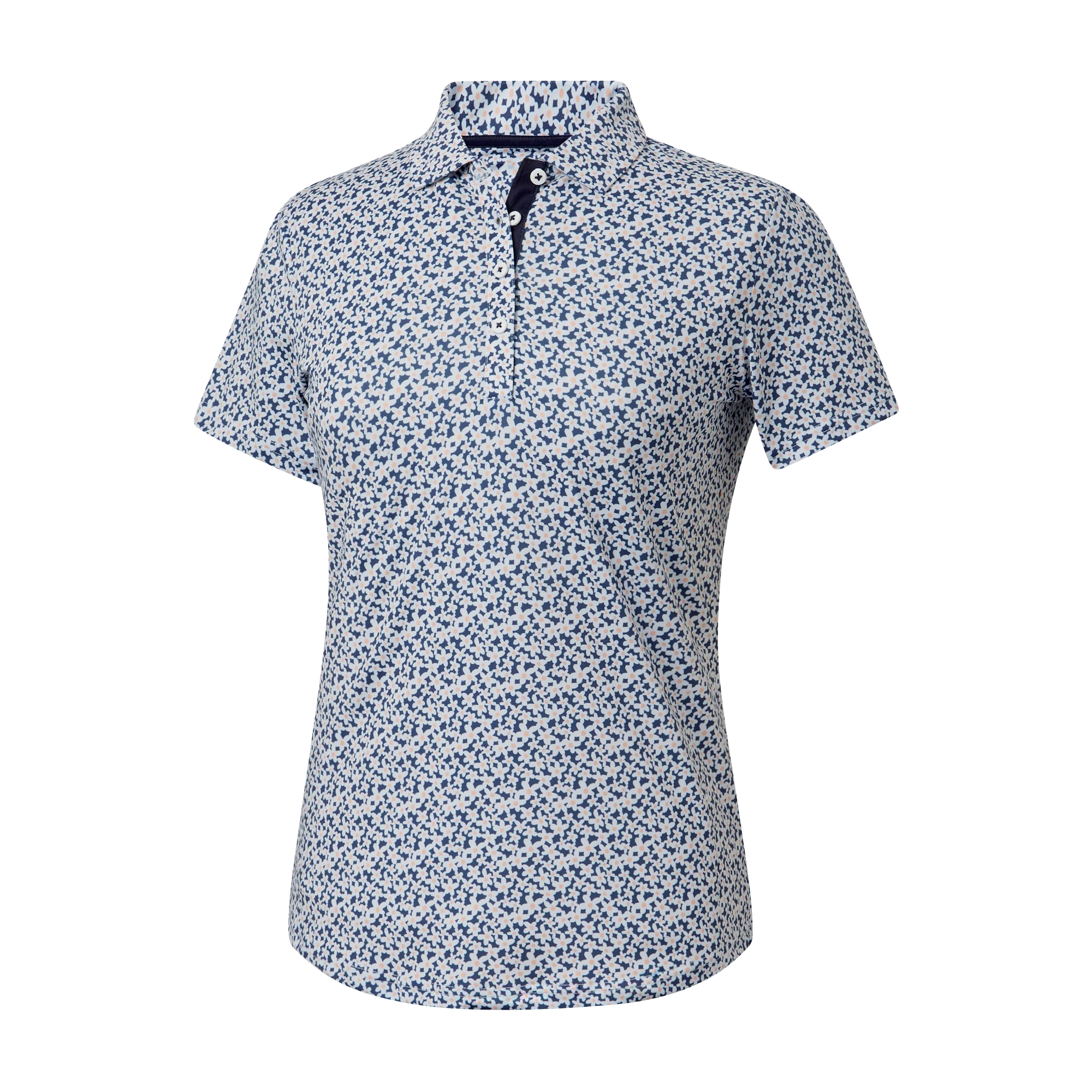 2025 FootJoy Women's Flower Print Polo - Navy / White / Sunset