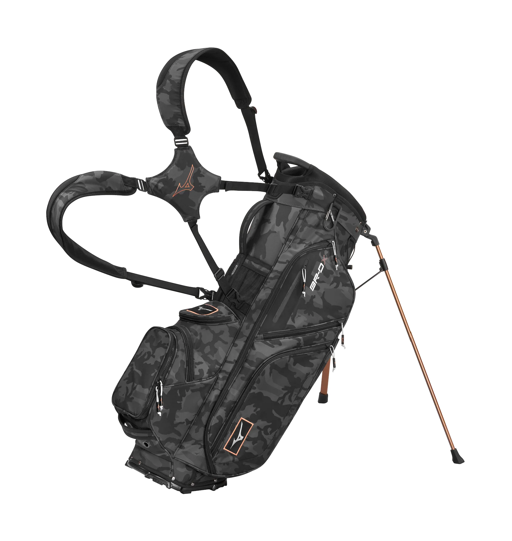 Mizuno BR-DX 14 Way Stand Bag - Black Camo/Copper
