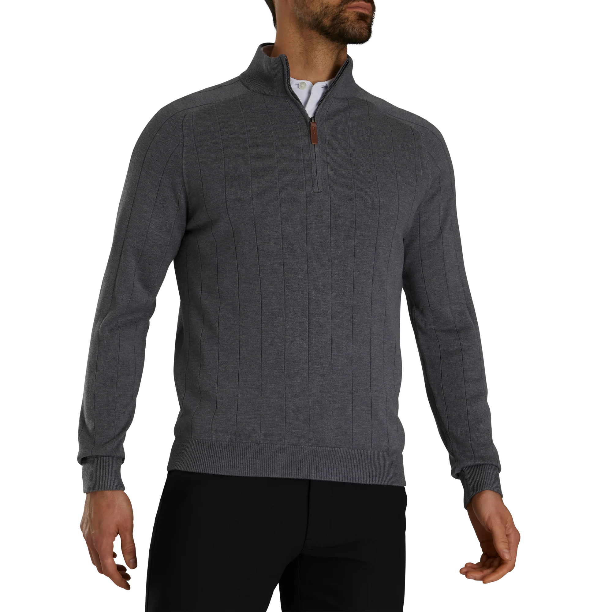 2024 FootJoy Men's Drop Needle Pullover - Heather Charcoal