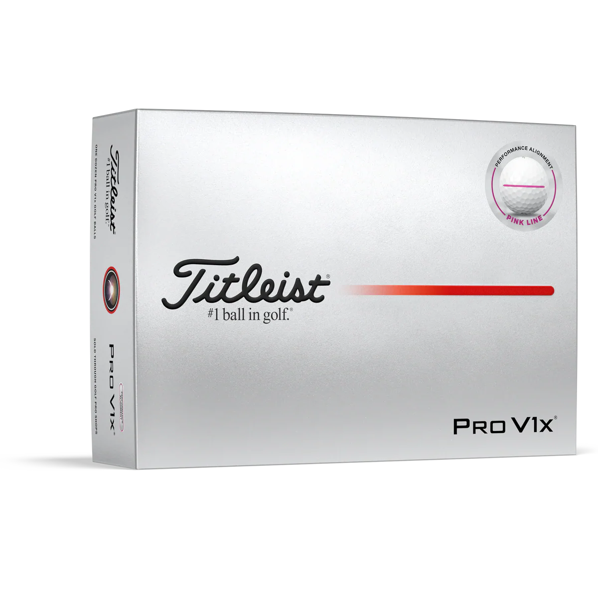 2025 Titleist Pro V1x Performance Alignment Golf Ball Dozen - Pink Line