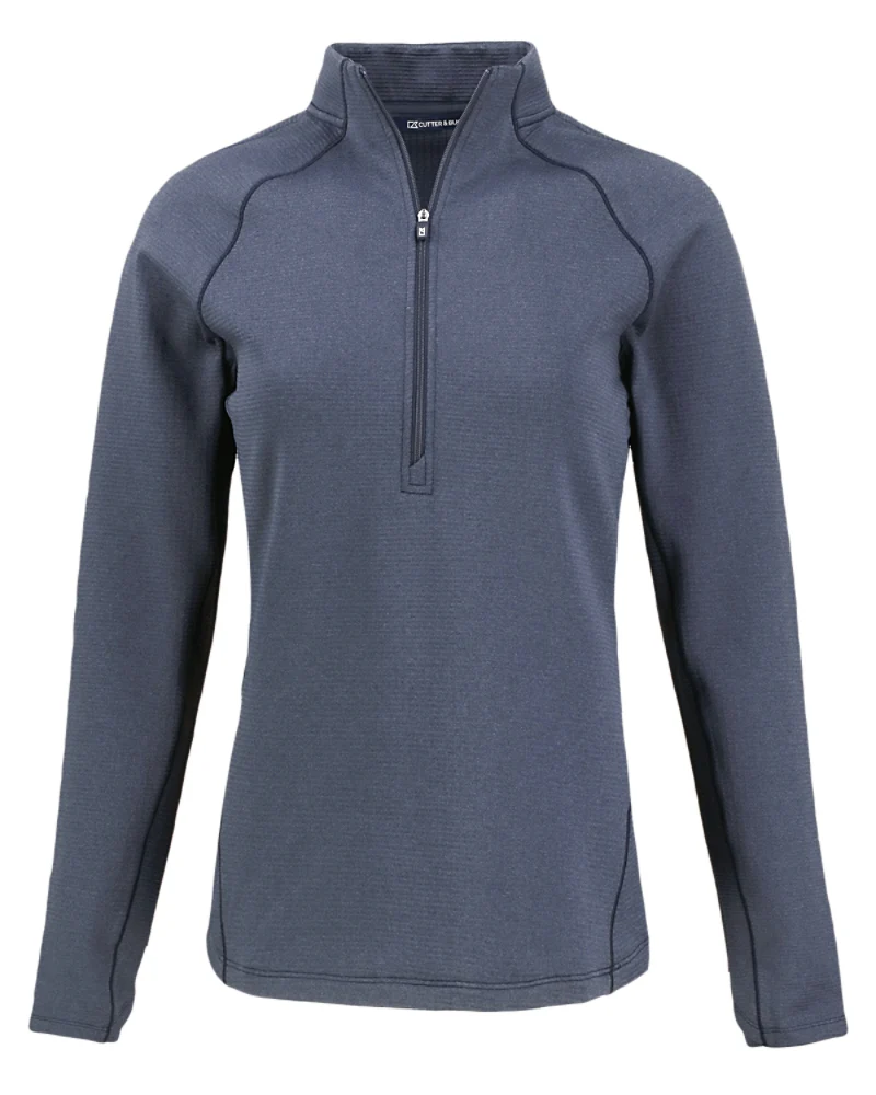 2025 Cutter & Buck Women's Peshastin Eco Fleece Half Zip Pullover - Navy Blue Heath