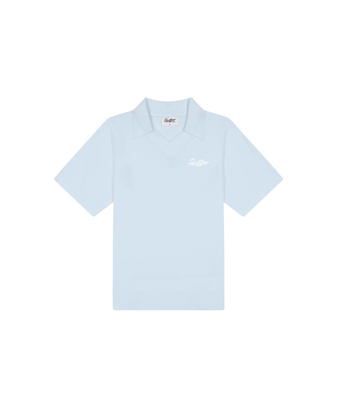Huffer Women's Birdie Short Sleeve Polo - Ice Blue/Chalk