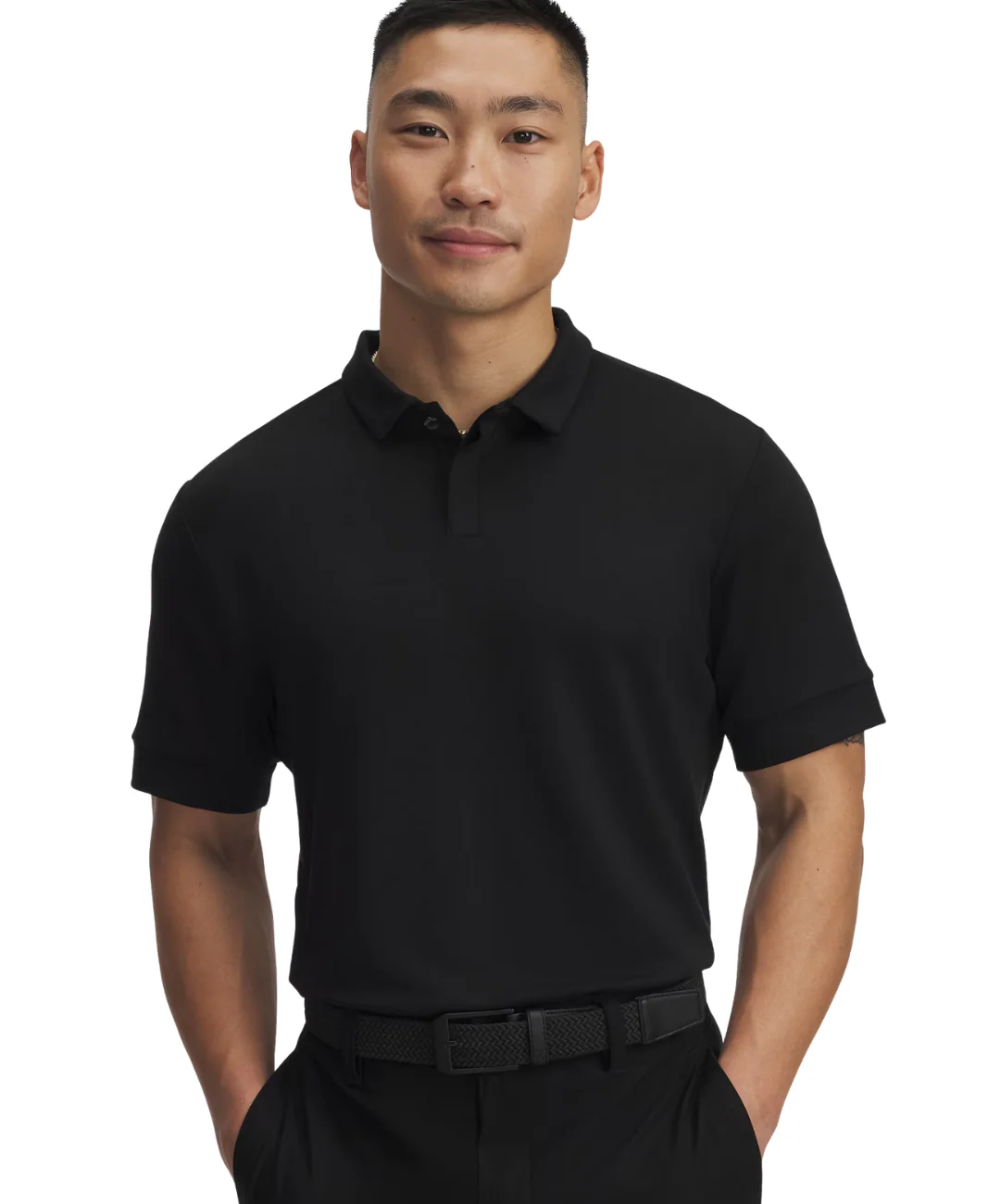 2025 Under Armour Men's Curry Terry Polo - Ultimate Black/Ultimate Black