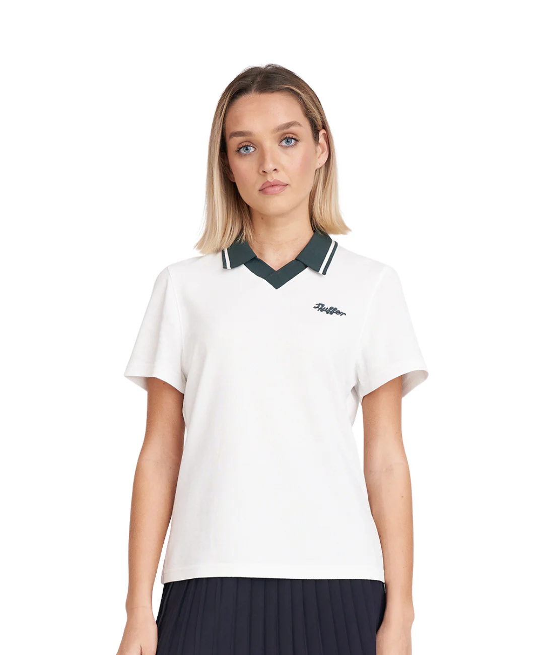 Huffer Women's Birdie Short Sleeve Polo - Chalk