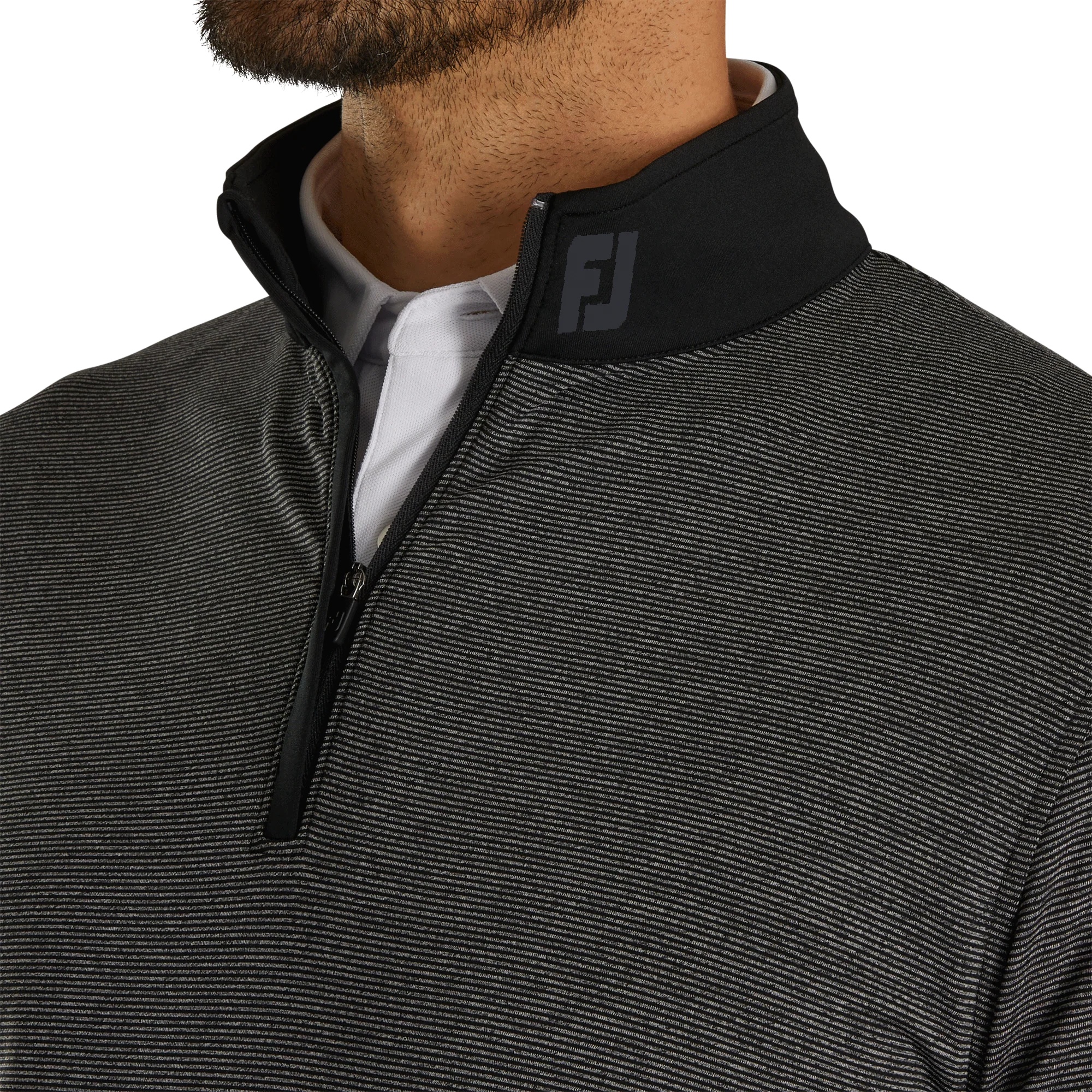 2024 FootJoy Men's Space Dye Stripe Blocked Quarter-Zip Pullover - Black