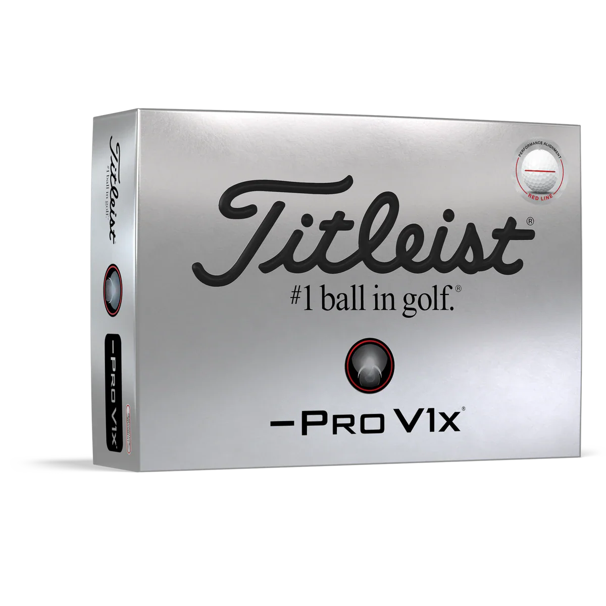 2025 Titleist Pro V1x Left Dash Performance Alignment Golf Ball Dozen - Red Line