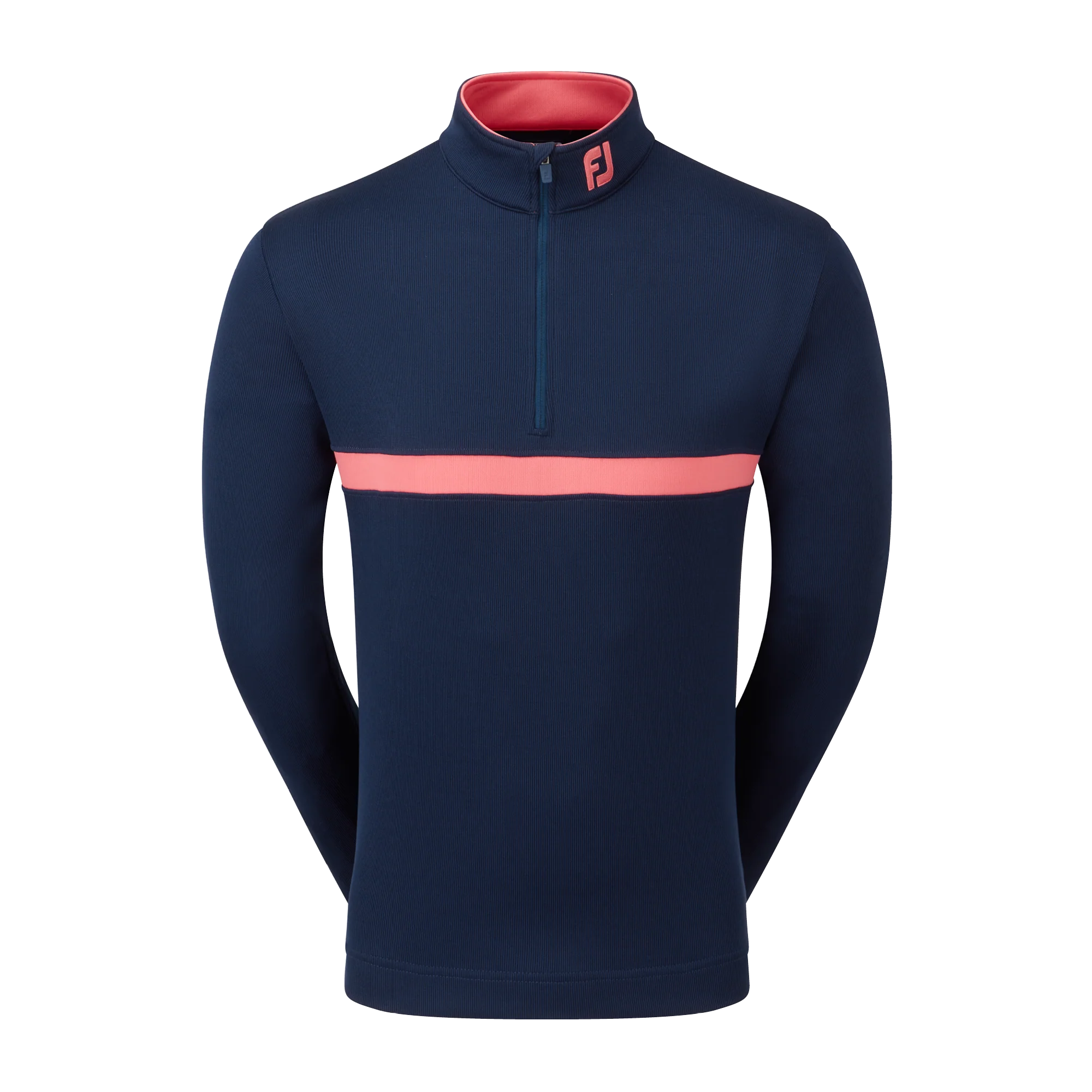 2024 FootJoy Insert Stripe Men's Pullover - Navy/Coral Red
