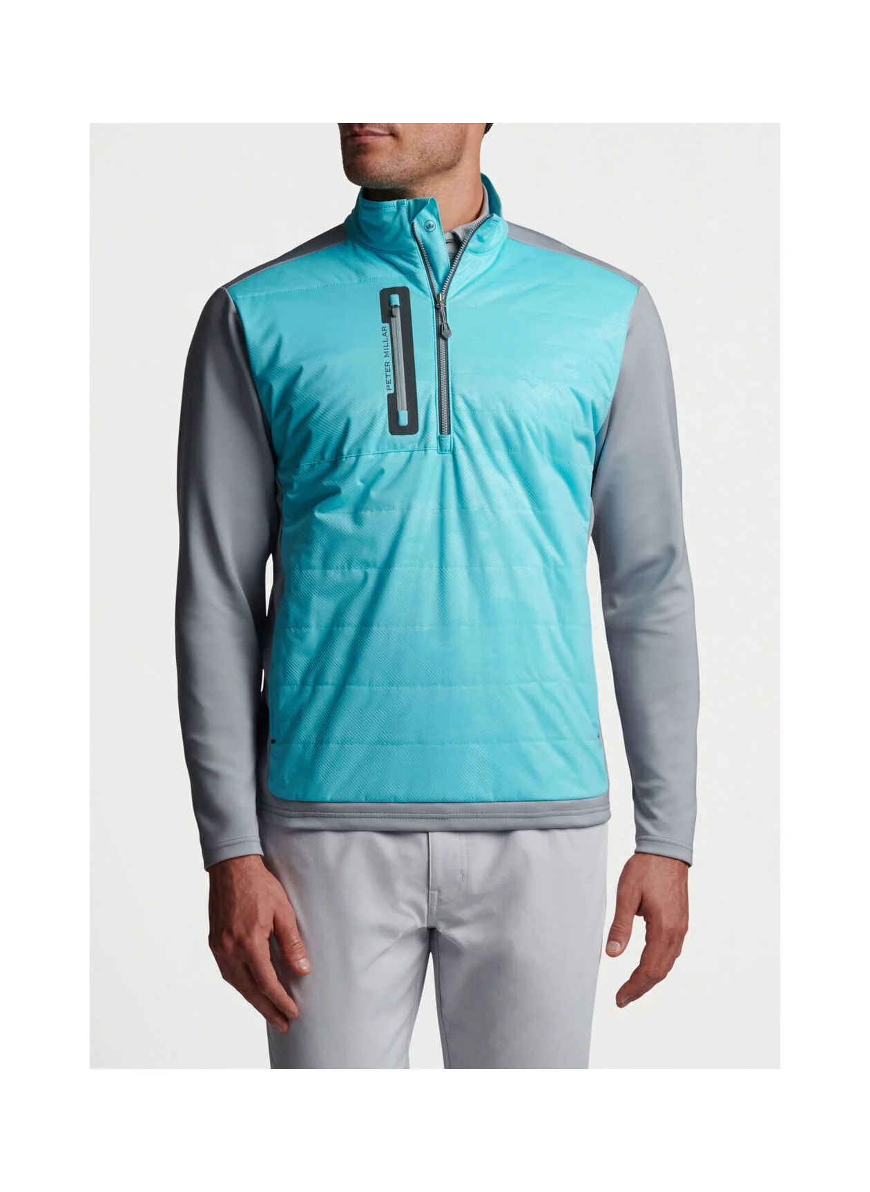 2024 Peter Millar Men's Hyperlight Weld Elite Hybrid Half-Zip - Beach Glass / Gale Grey