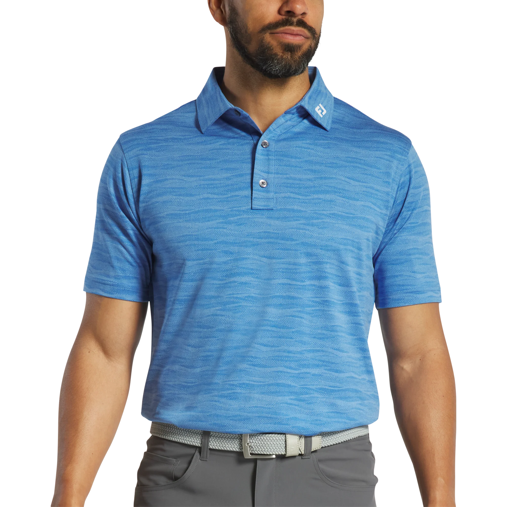 2025 FootJoy Men's Jacquard Wave Polo - Blue