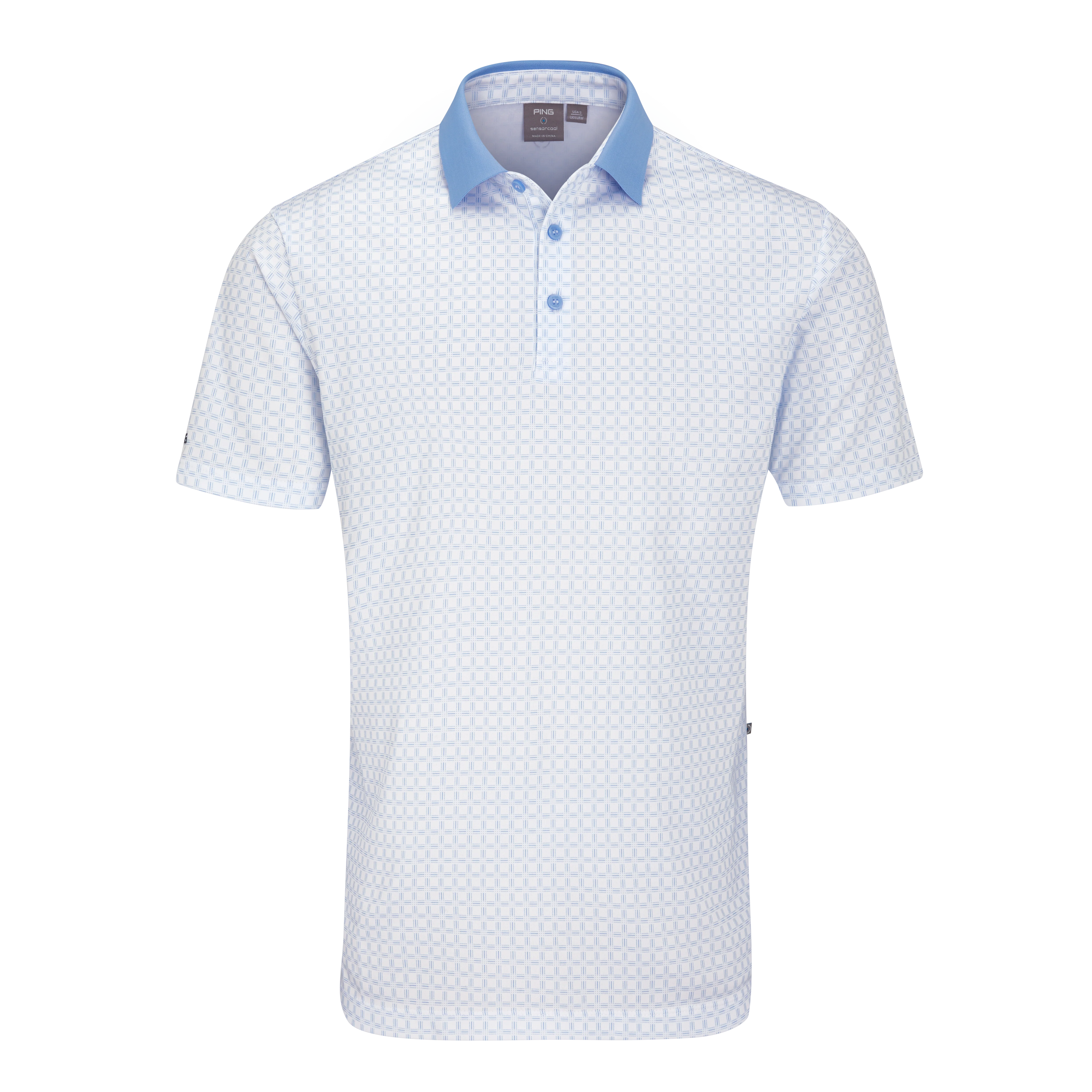2025 Ping Men's Jared Polo - Pearl White/Cornflower Blue