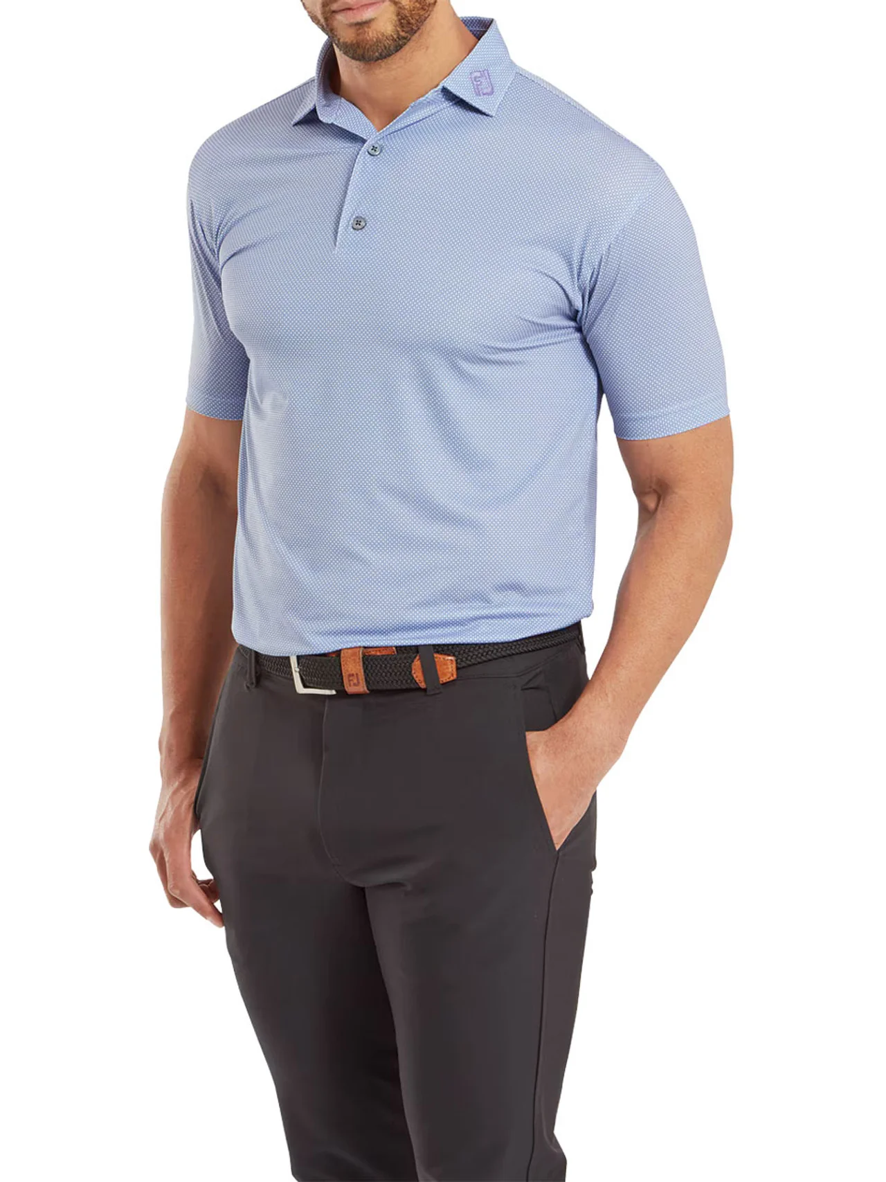 2024 FootJoy Men's Octagon Print Lisle Polo - Mist