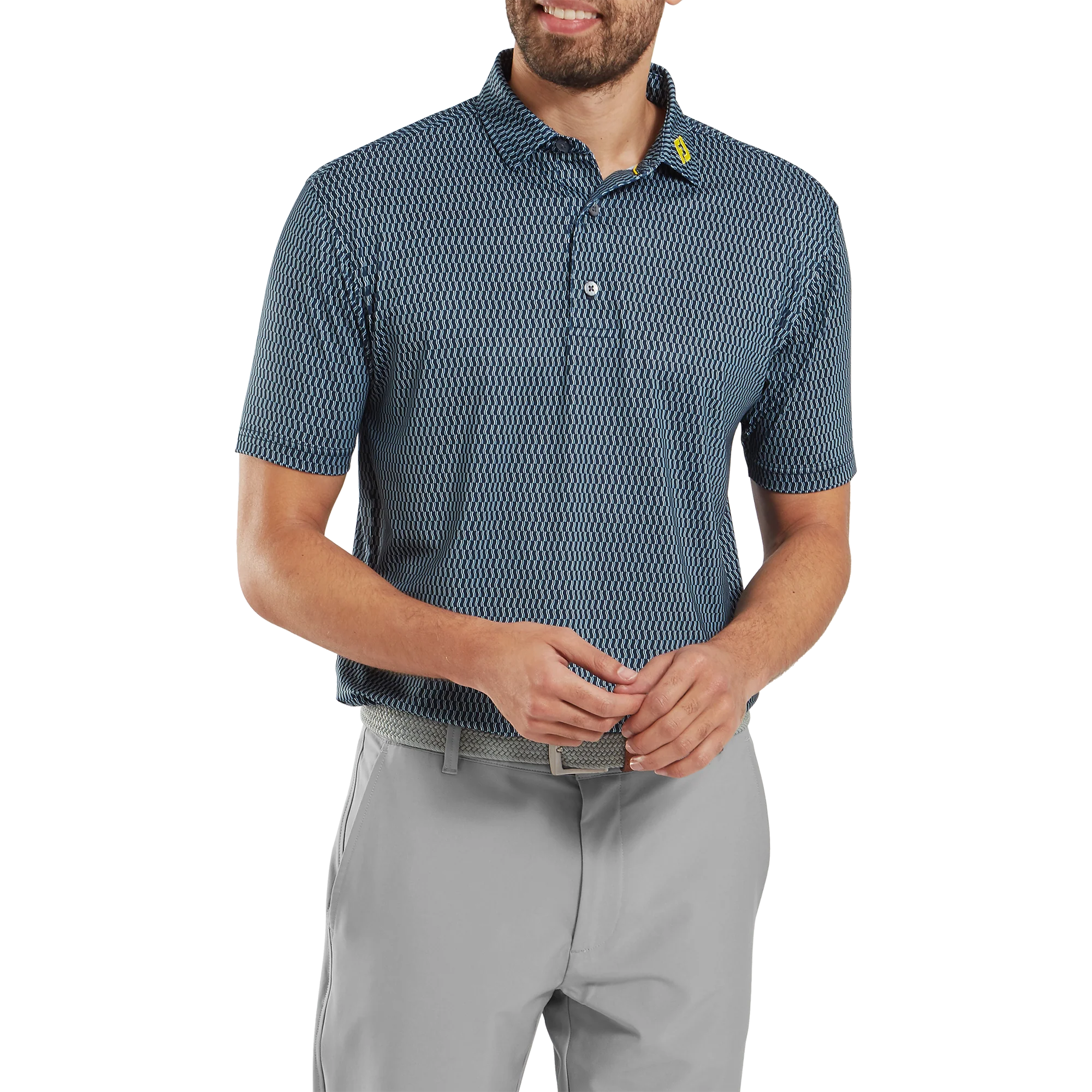 2025 FootJoy Wiggle Print Lisle Polo - Navy/Grey/White