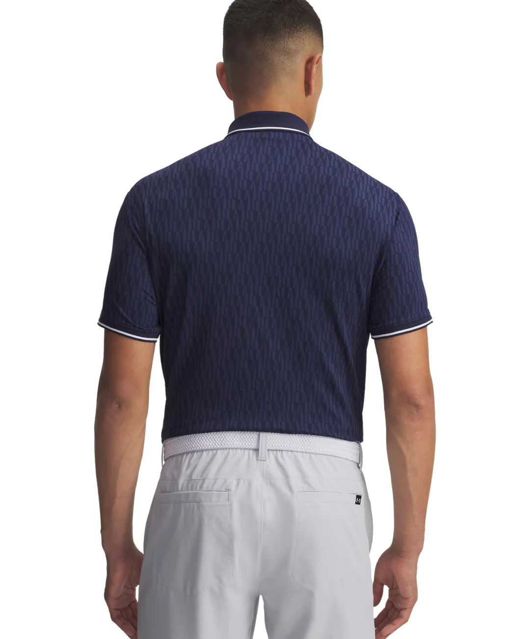 2025 Under Armour Men's Drive Sport Jacquard Polo - Midnight Navy/White/Washed Navy