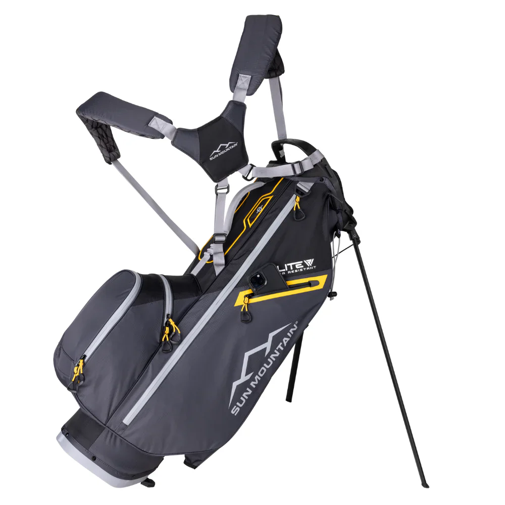 2025 Sun Mountain E-Lite 14 Way Carry Bag - Black/Steel/Gold