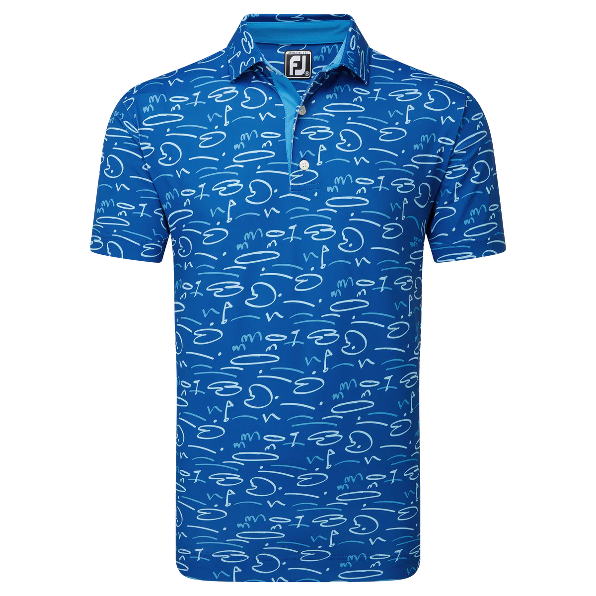 2024 FootJoy Men's Golf Course Doodle Polo - Deep Blue