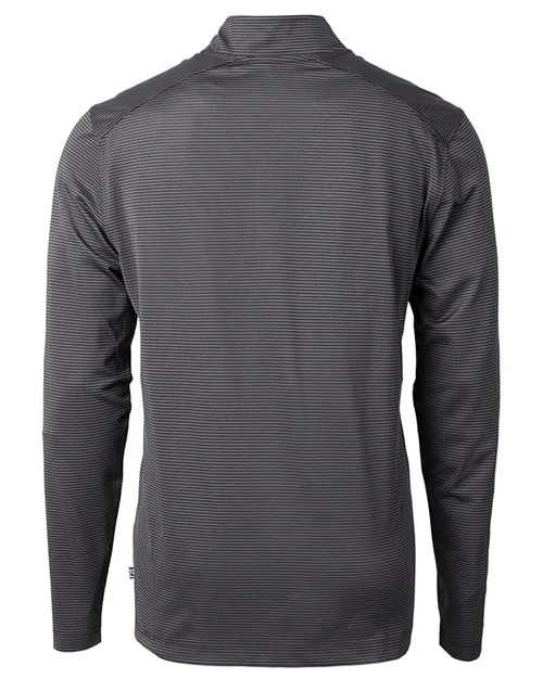 Cutter & Buck Virtue Eco Pique Micro Stripe Quarter Zip - Black/Elemental Grey