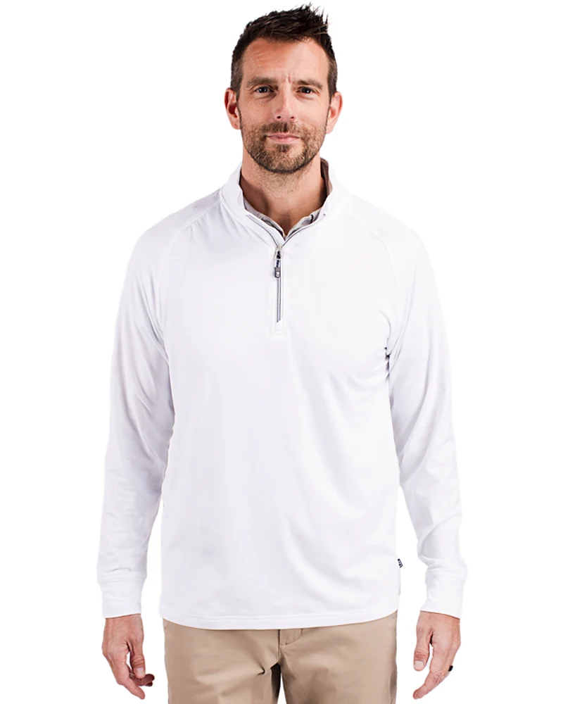 2025 Cutter & Buck Men's Adapt Eco Knit Stretch Quarter Zip Pullover - White