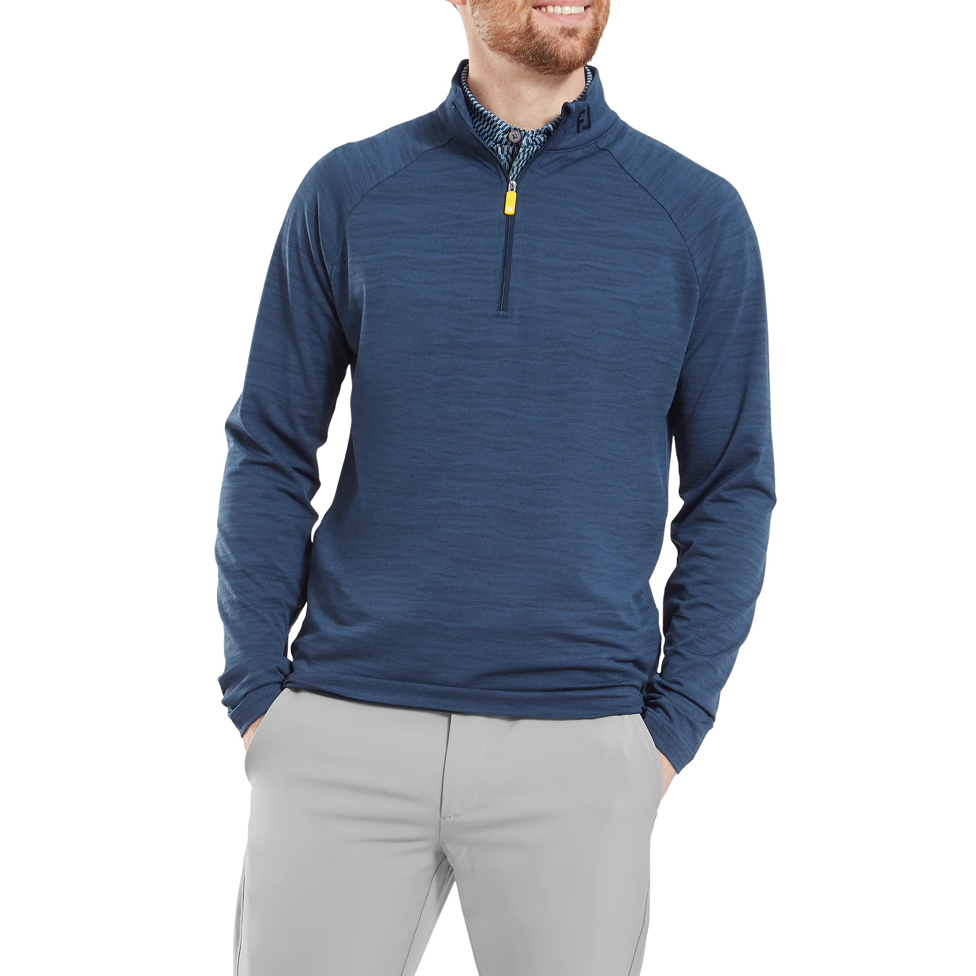2025 FootJoy Men's Wave Jacquard Pullover - Navy