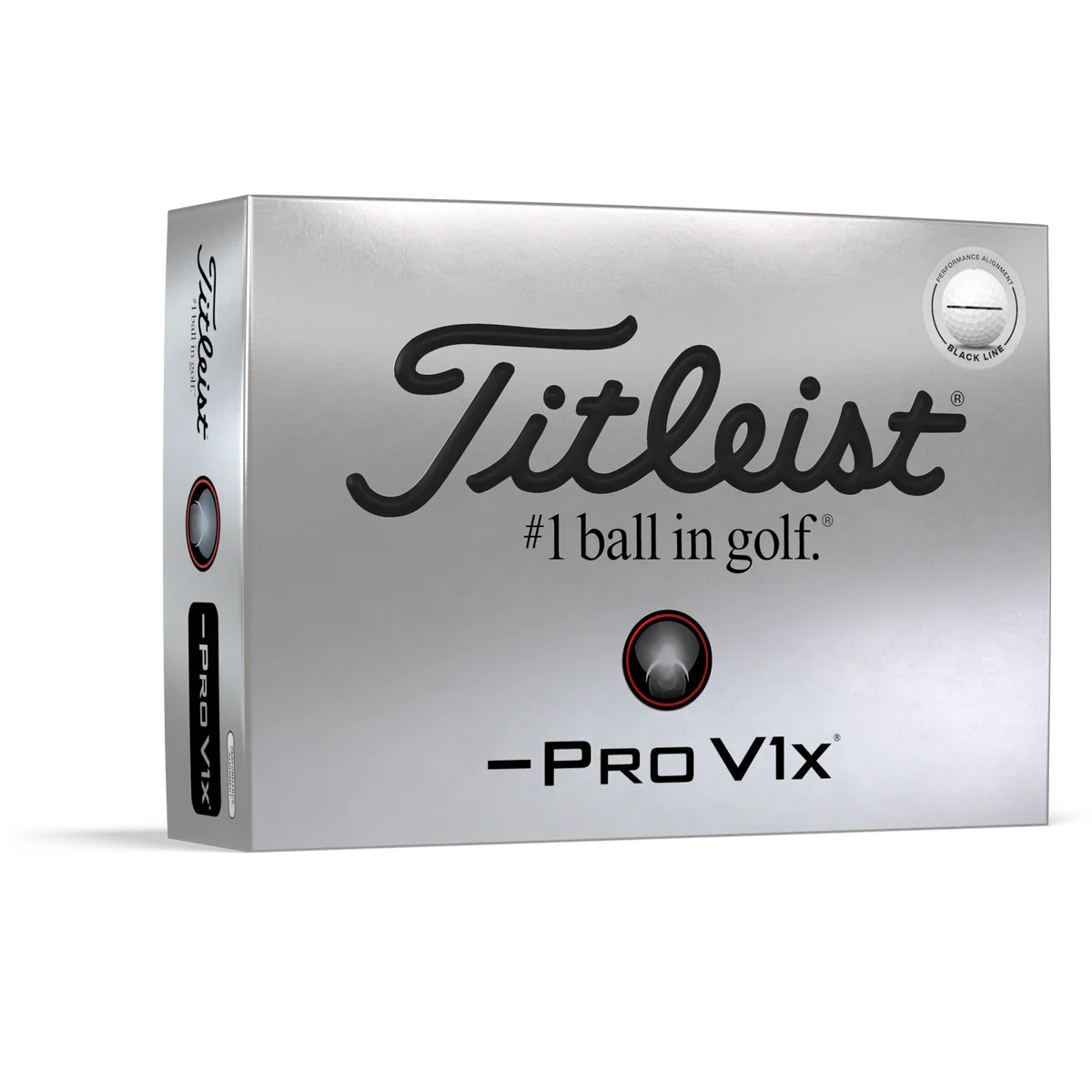 2025 Titleist Pro V1x Left Dash Performance Alignment Golf Ball Dozen - Black Line