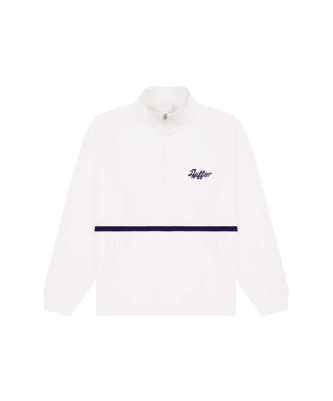 Huffer Women's Club 1/4 Zip Crew - Chalk/Navy