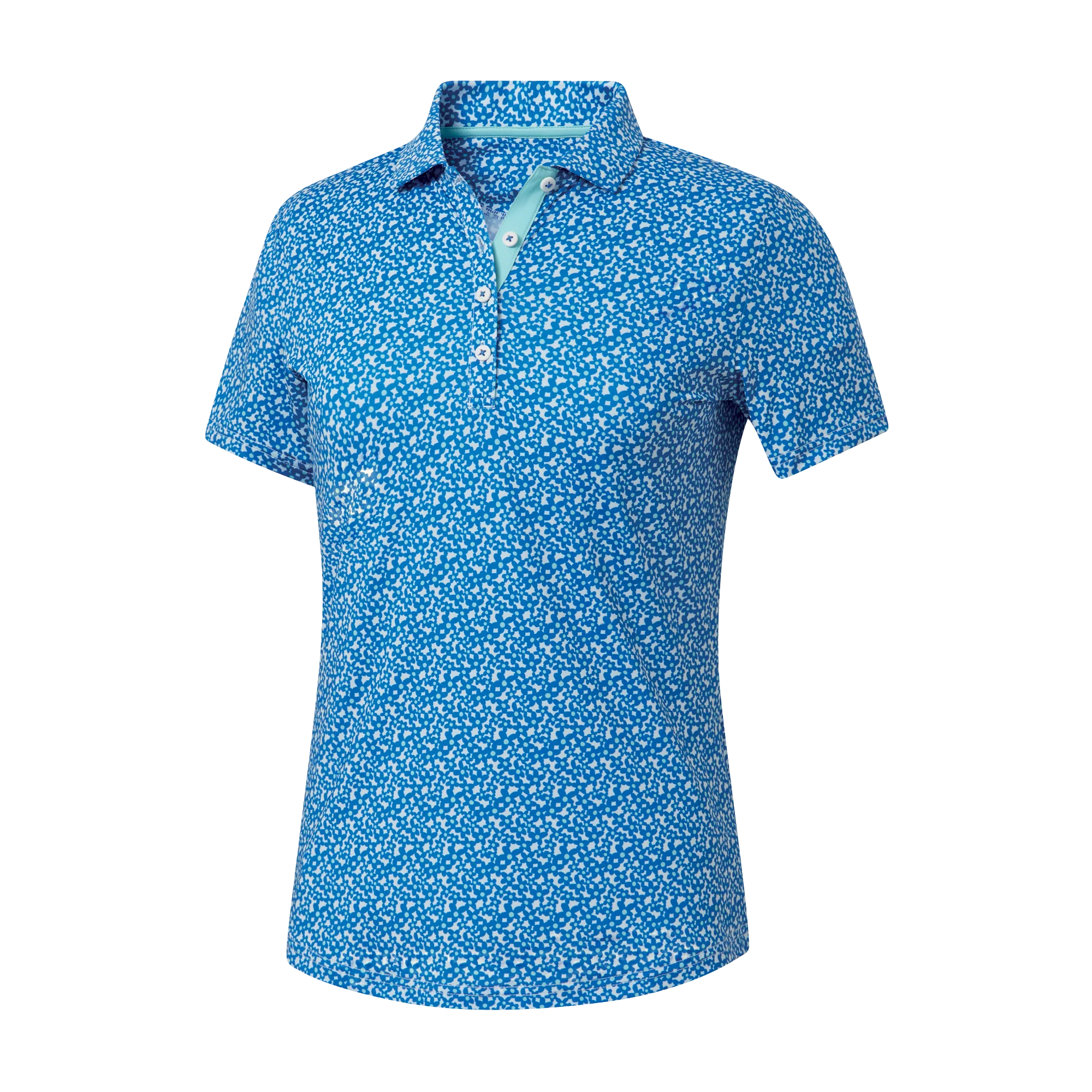 2025 FootJoy Women's Floral Print Short Sleeve Shirt - Aqua/White