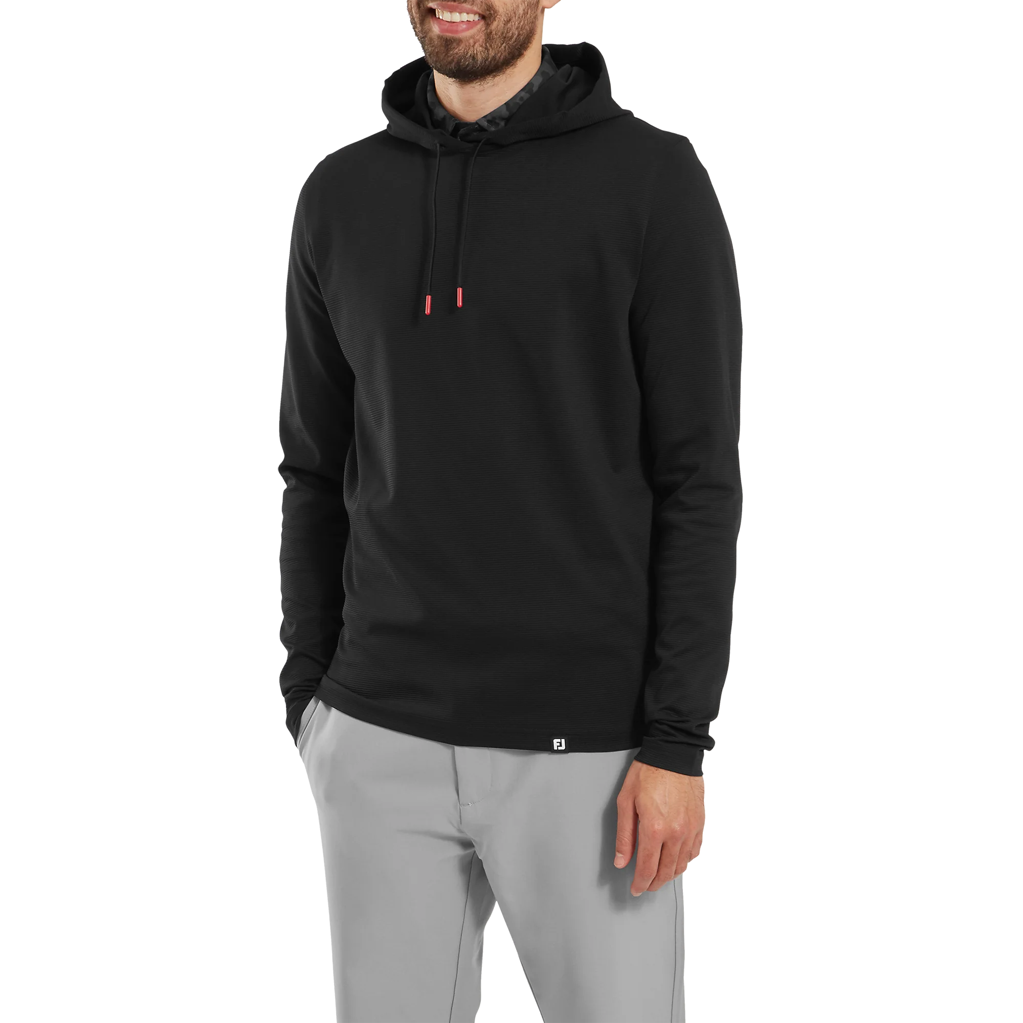 2025 FootJoy Men's Mini Check Jacquard Hoodie - Black