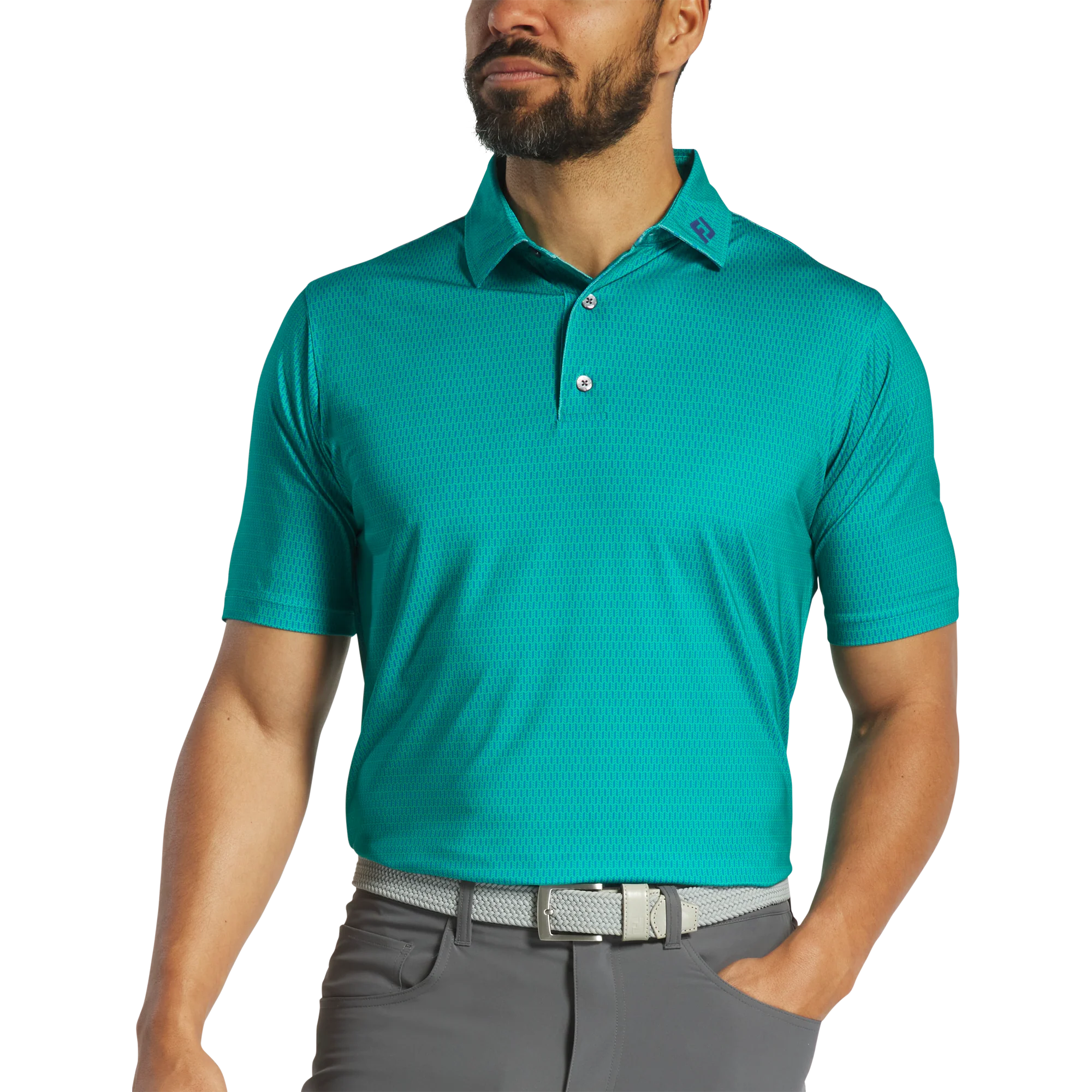 2025 FootJoy Men's Skyscrapper Print Polo - Blue / Emerald