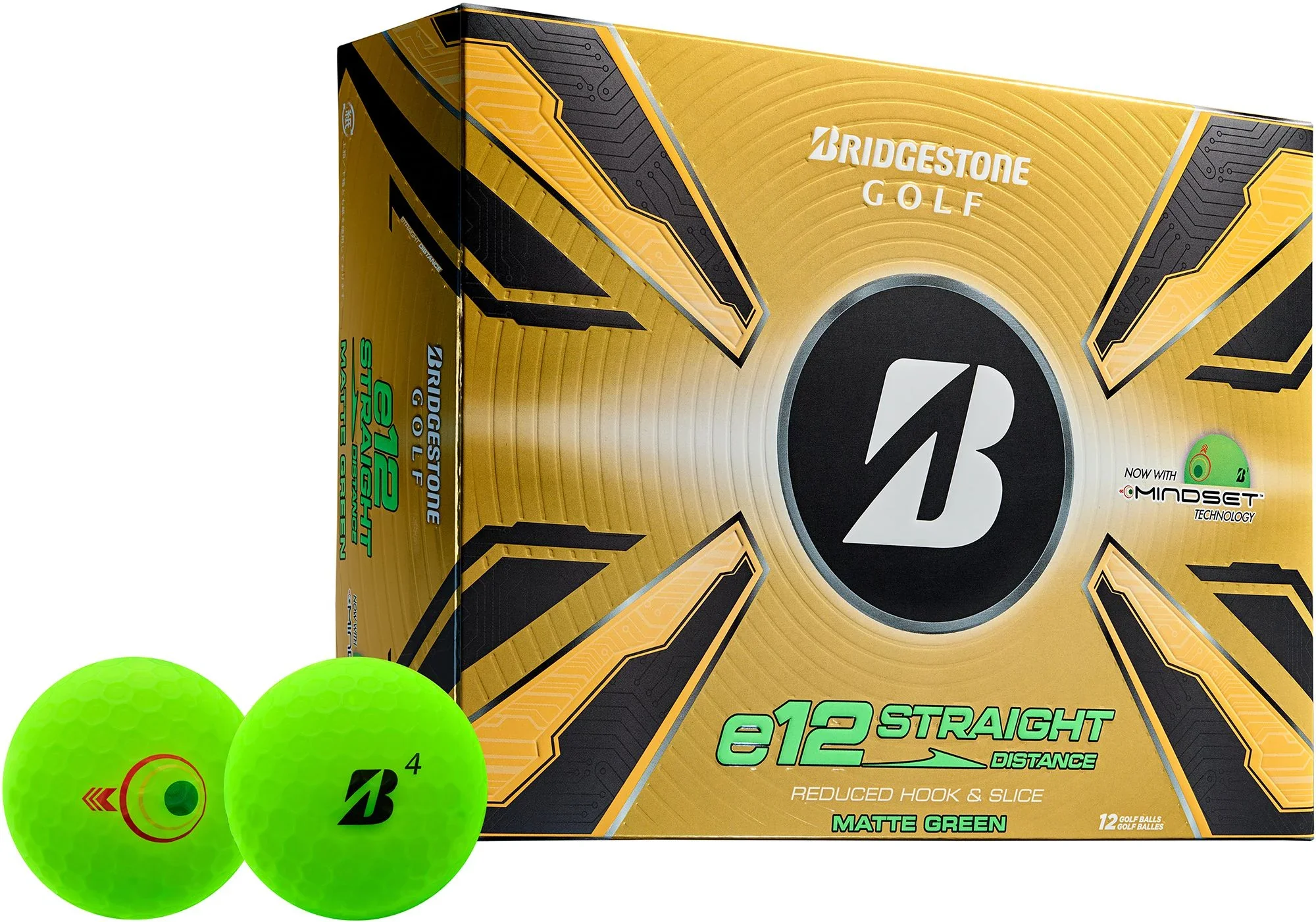 2025 Bridgestone E12 Straight Golf Ball Dozen - Matte Green