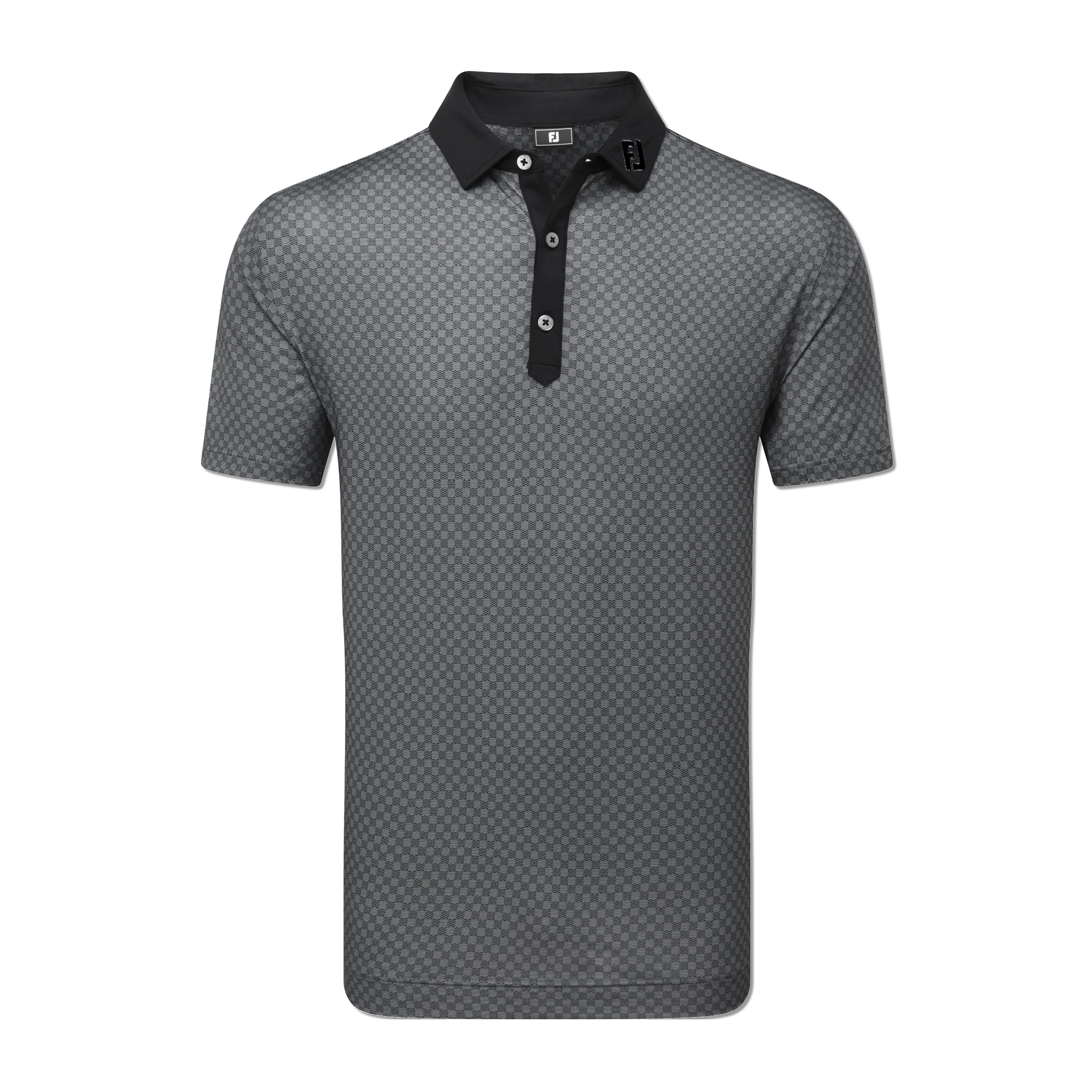 2025 FootJoy Men's Checker Print Jacquard Polo - Black/White