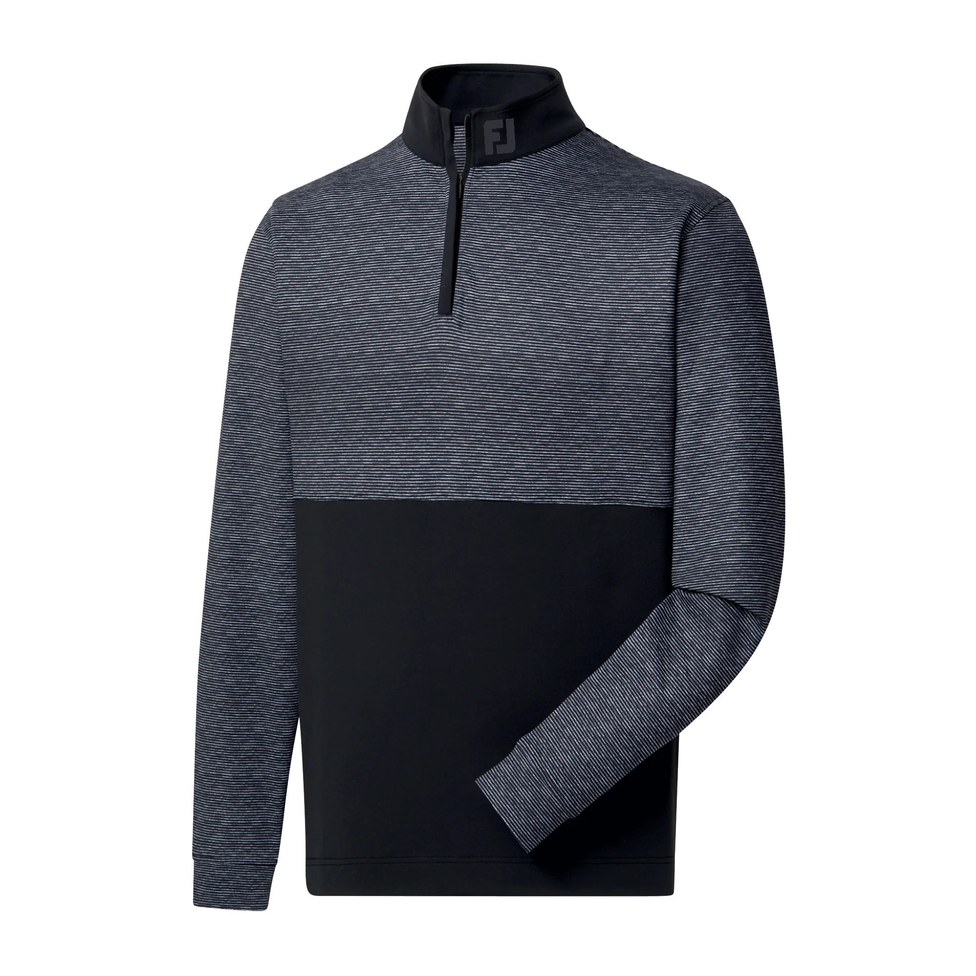 2024 FootJoy Men's Space Dye Stripe Blocked Quarter-Zip Pullover - Black