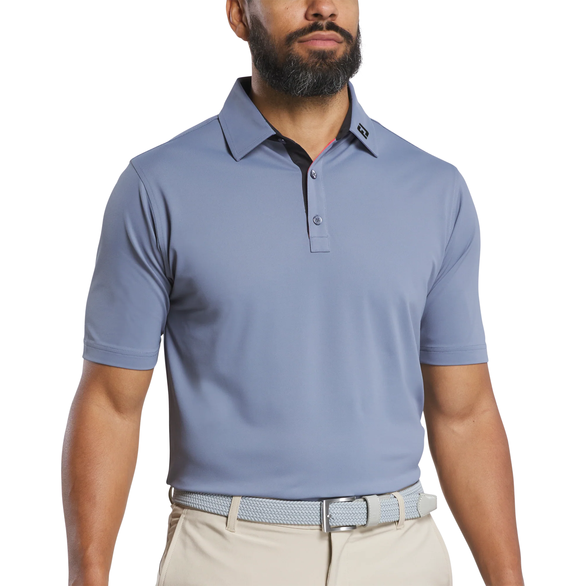 2025 FootJoy Men's Pique Polo with Trim - Flint/Black